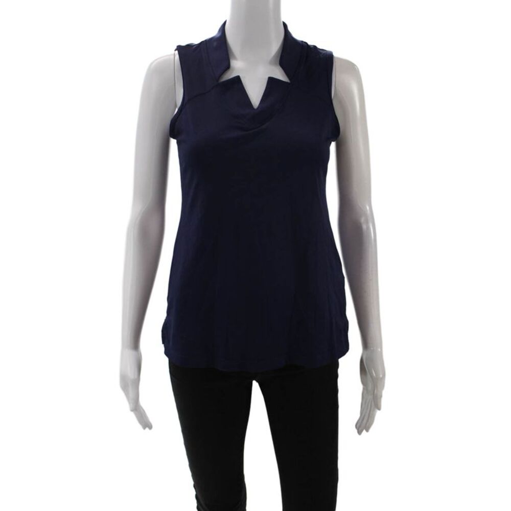 Sofibella Womens Sleeveless V Neck Athletic Tank Top Blue Size S